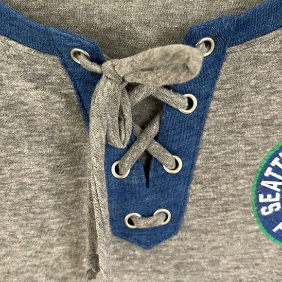 NWT Seattle Seahawks NFL Team Apparel 3/4 Sleeve Gray Lace Up T-Shirt Size XS - Picture 5 of 11